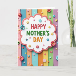 Striped Mothers Day Illustration Card
