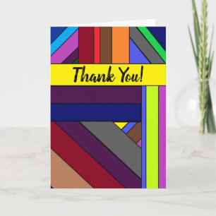 Striped Multicolored Design, Thank You! Card
