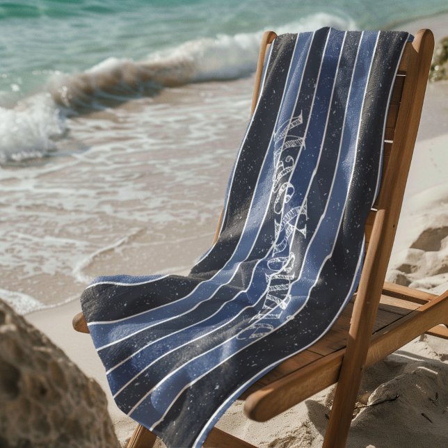 Striped Navy and Blue Beach Towel (Creator Uploaded)