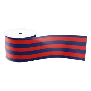 Striped (Navy Blue & Red) Grosgrain Ribbon