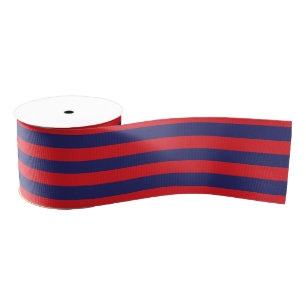 Striped (Navy Blue & Red) Grosgrain Ribbon