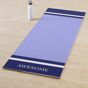 Striped Navy Blue & White on Light Blue Yoga Mat