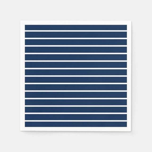Striped navy blue white pattern modern party napkin (Front)