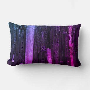 Striped Neon Pink and Purple Abstract Modern Lumbar Cushion