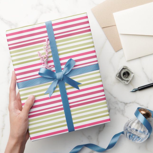 striped olive pink  wrapping paper (Gifting)