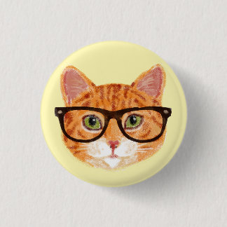 Striped Orange Cat Wearing Glasses 3 Cm Round Badge