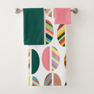 Striped Oval Halves  Bath Towel Set