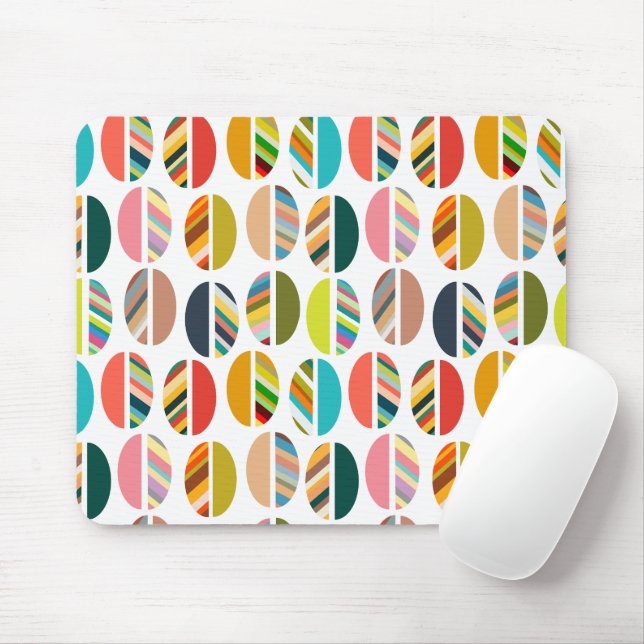 Striped Oval Halves  Mouse Pad (With Mouse)