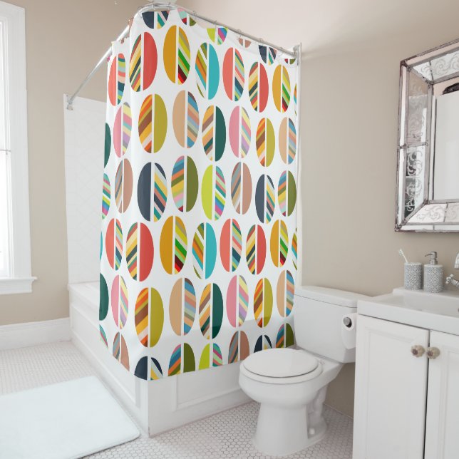 Striped Oval Halves  Shower Curtain (In Situ)