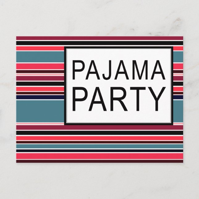 striped pajama party invitation postcard (Front)