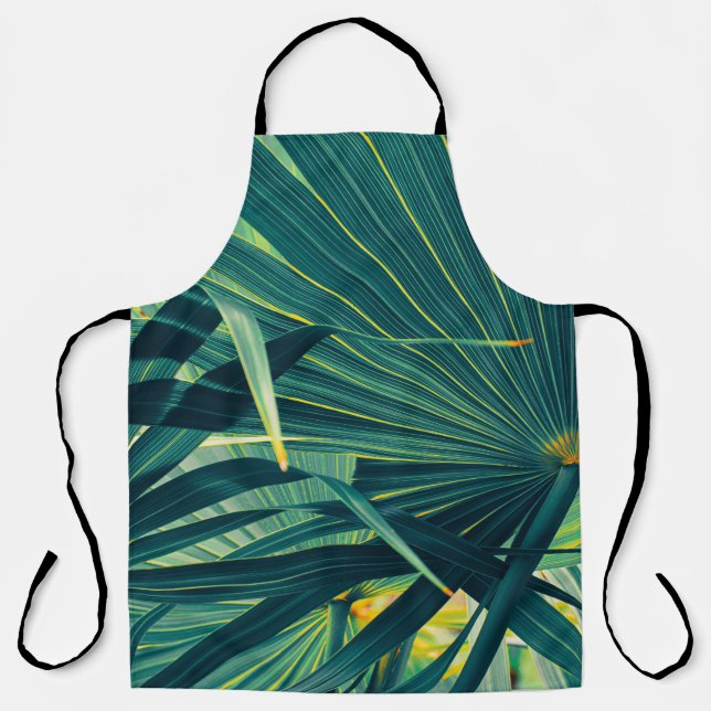 Striped Palm Leaf Toned Texture Apron (Front)