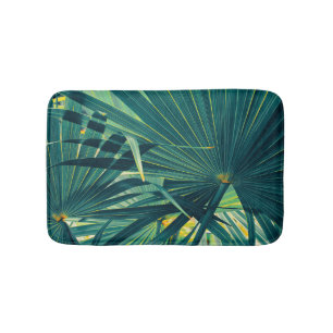 Striped Palm Leaf Toned Texture Bath Mat