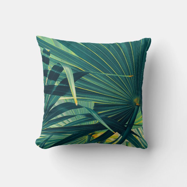 Striped Palm Leaf Toned Texture Cushion (Front)