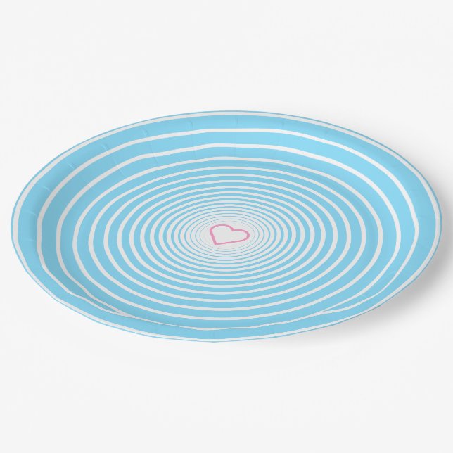 Striped Paper Plates with Heart (Angled)