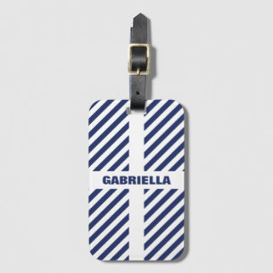 Striped Pattern And Name Luggage Tag