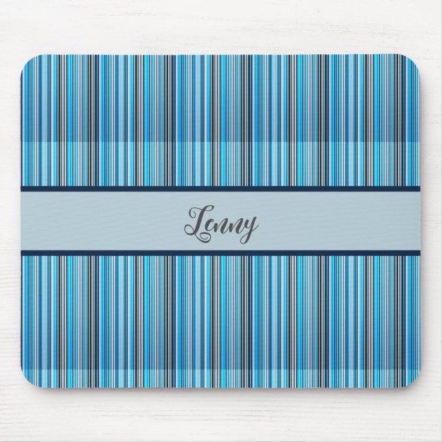Striped pattern blue gray mouse pad (Front)