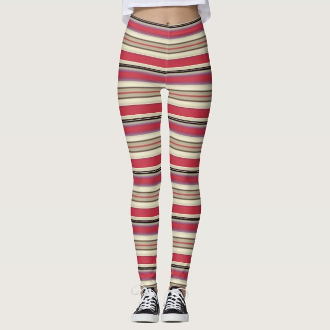 Striped pattern earthly tones leggings (Front)