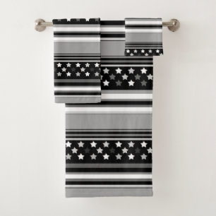 Striped pattern horizontal with stars bath towel set