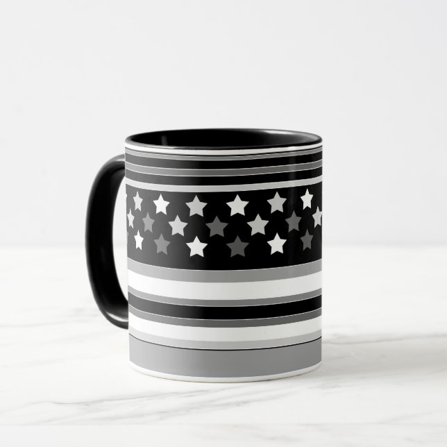 Striped pattern horizontal with stars mug (Front Left)