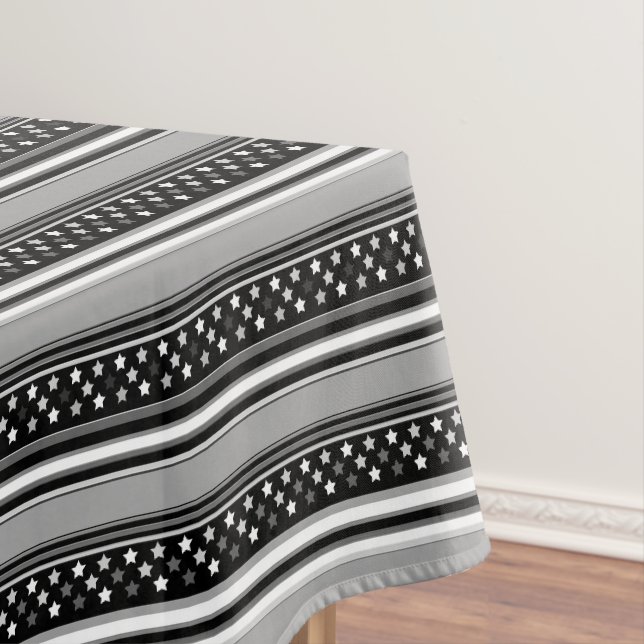 Striped pattern horizontal with stars tablecloth (In Situ)