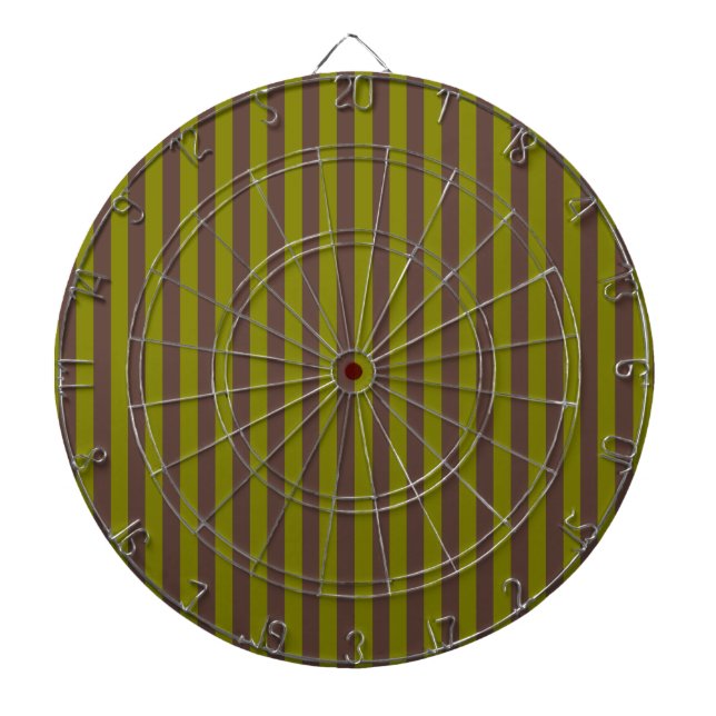 Striped pattern in chocolate brown and olive green dartboard (Front)