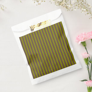 Striped pattern in chocolate brown and olive green favour bag