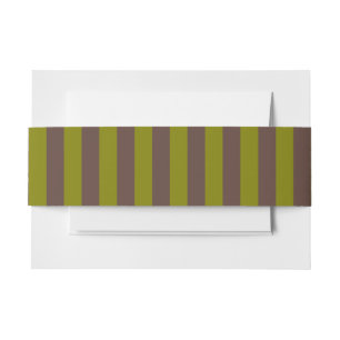 Striped pattern in chocolate brown and olive green invitation belly band