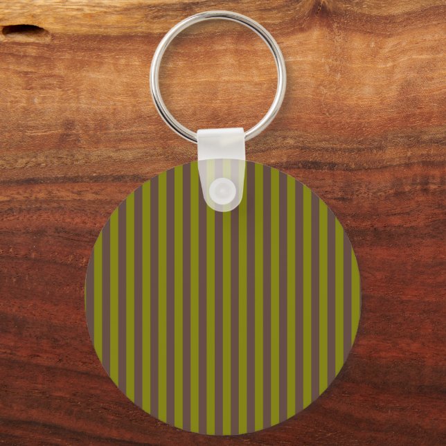 Striped pattern in chocolate brown and olive green key ring (Back)