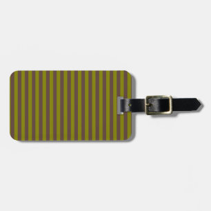 Striped pattern in chocolate brown and olive green luggage tag