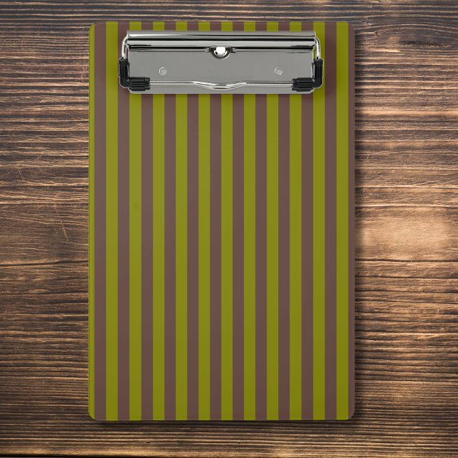 Striped pattern in chocolate brown and olive green mini clipboard (Creator Uploaded)