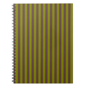 Striped pattern in chocolate brown and olive green notebook