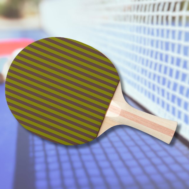 Striped pattern in chocolate brown and olive green ping pong paddle (Creator Uploaded)