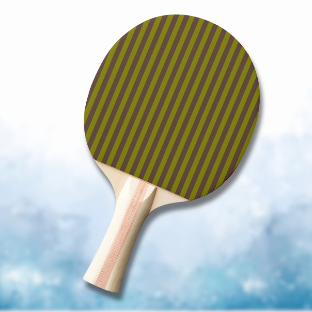 Striped pattern in chocolate brown and olive green ping pong paddle (Creator Uploaded)