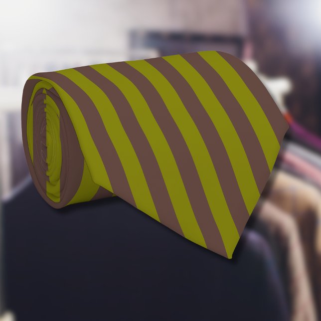 Striped pattern in chocolate brown and olive green tie (Creator Uploaded)