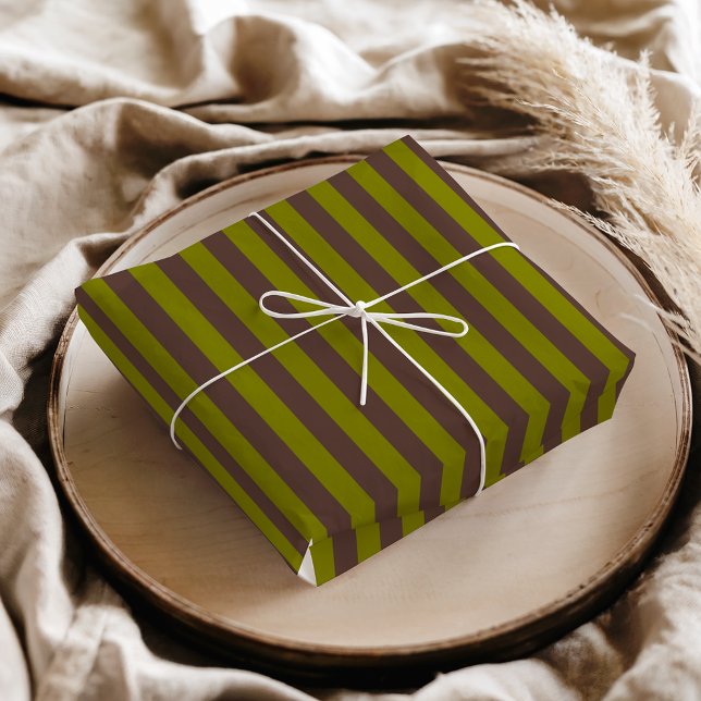 Striped pattern in chocolate brown and olive green tissue paper (Creator Uploaded)