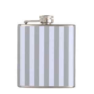 Striped pattern in gray and lavender hip flask