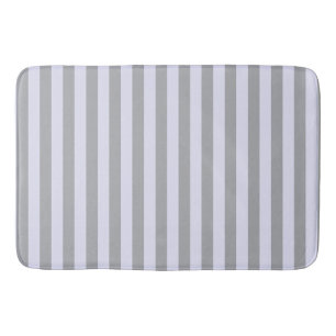 Striped pattern in grey and lavender bath mat