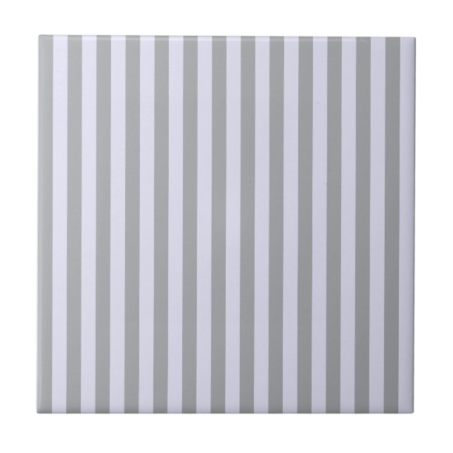 Striped pattern in grey and lavender ceramic tile (Front)