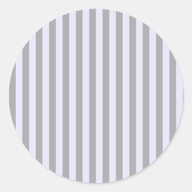 Striped pattern in grey and lavender classic round sticker (Front)