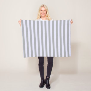 Striped pattern in grey and lavender fleece blanket