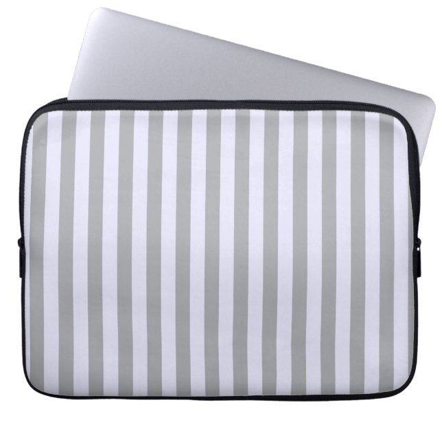 Striped pattern in grey and lavender laptop sleeve (Front)