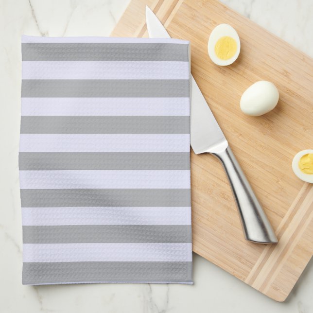 Striped pattern in grey and lavender tea towel (Quarter Fold)