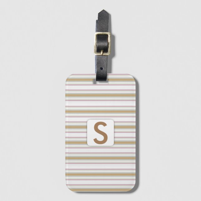 Striped Pattern • Monogram Luggage Tag (Front Vertical)