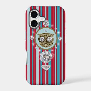 Striped pattern, owl & diamonds