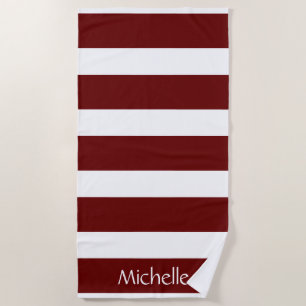 Striped Pattern Red Personalised Beach Towel