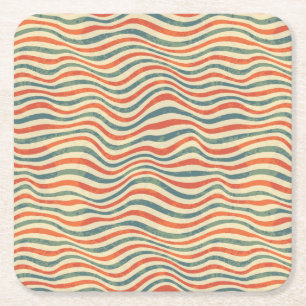 Striped pattern square paper coaster
