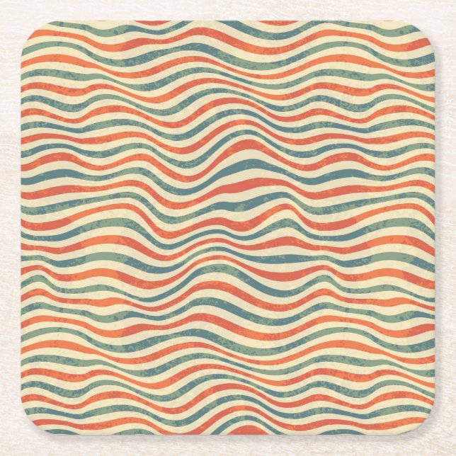 Striped pattern square paper coaster (Front)