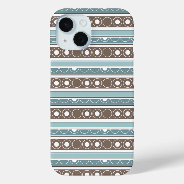 Striped pattern with circles and rings retro style Case-Mate iPhone case (Back)