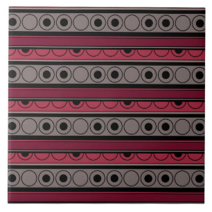 Striped pattern with circles and rings retro style ceramic tile