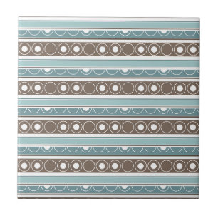 Striped pattern with circles and rings retro style ceramic tile